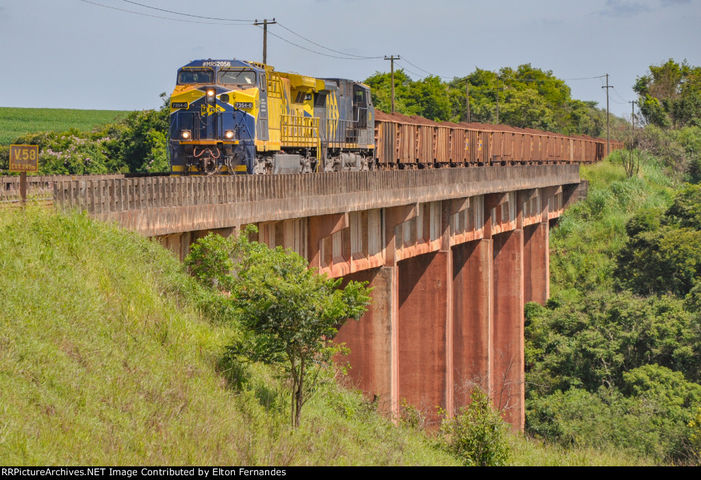 MRSL 7354 Passando pelo Viadulto n ° 58 da Ferrovia do AÇO